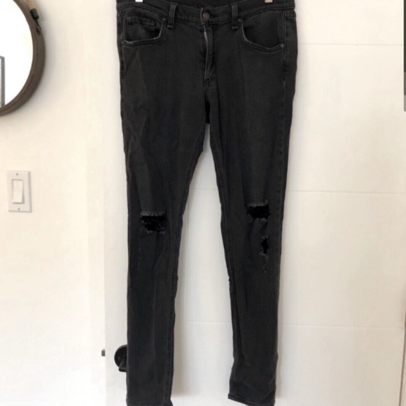 RAG AND BONE DISTRESSED BLACK SKINNY DENIM - Picture 3 of 7
